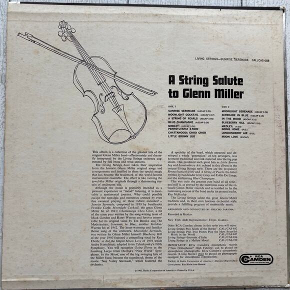 Vintage 1962 Living Strings Sunrise Serenade Vinyl Record RCA Camden Records - Picture 2 of 10